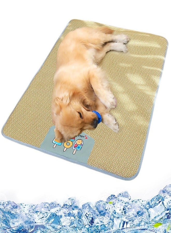 Qpets® Cat Bed Mats, Dog Cat Summer Mat & Sleeping Pad Rattan Cushion Pad, Pet Cool Summer Pad Washable Reusable Easy to Clean (75 * 60CM) - Image 1
